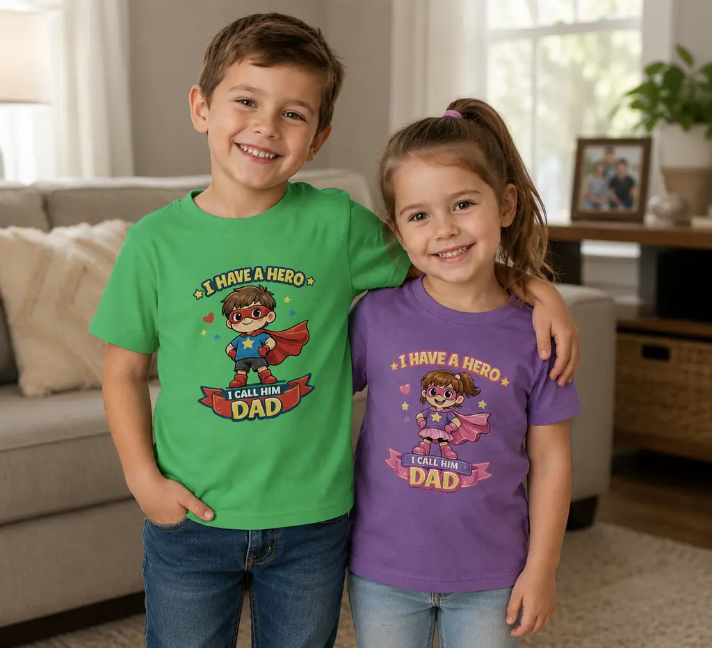 I have a Hero, I call him dad Youth T-shirt (Girl's Version)
