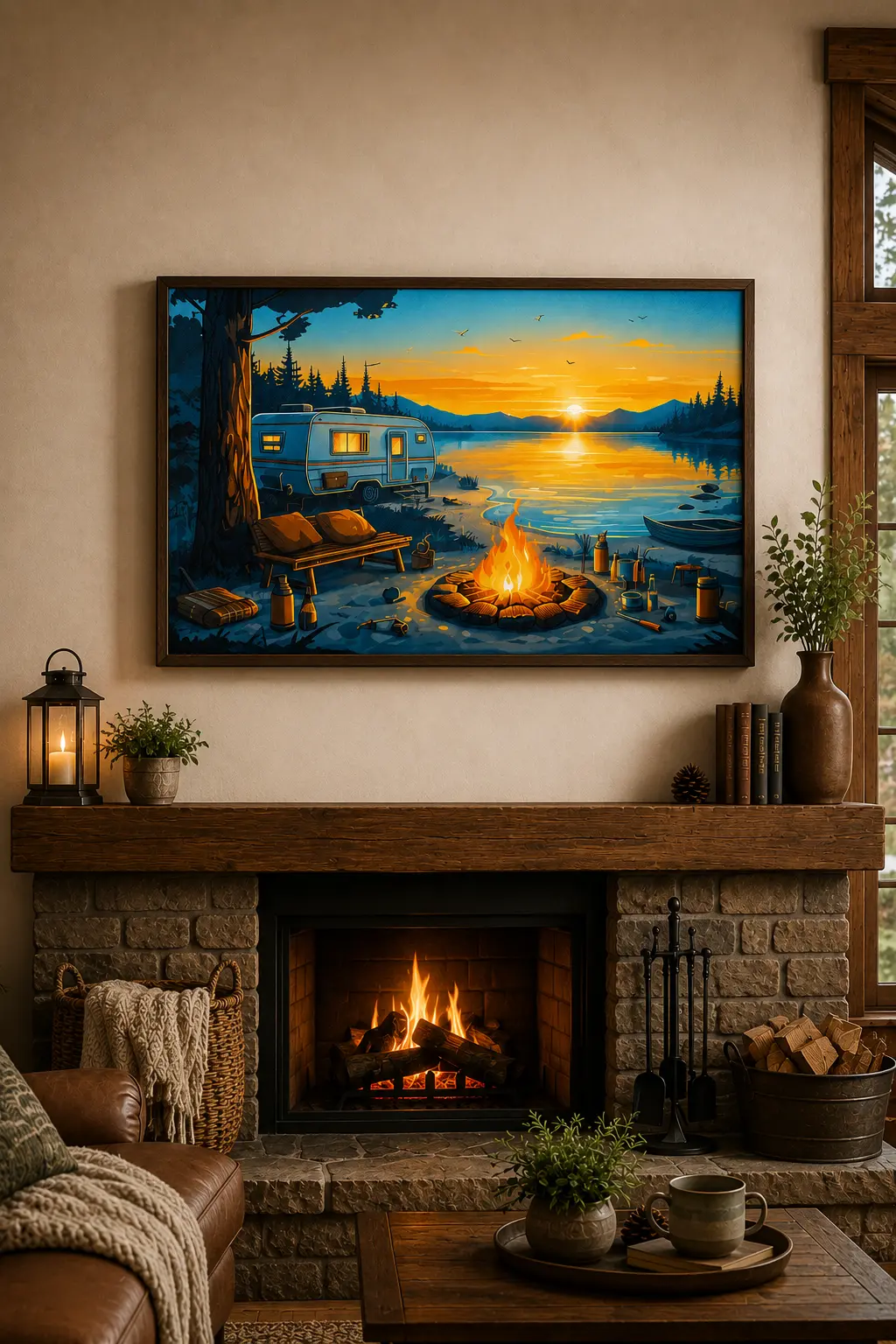 Lakeside camping Canvas Wall Art