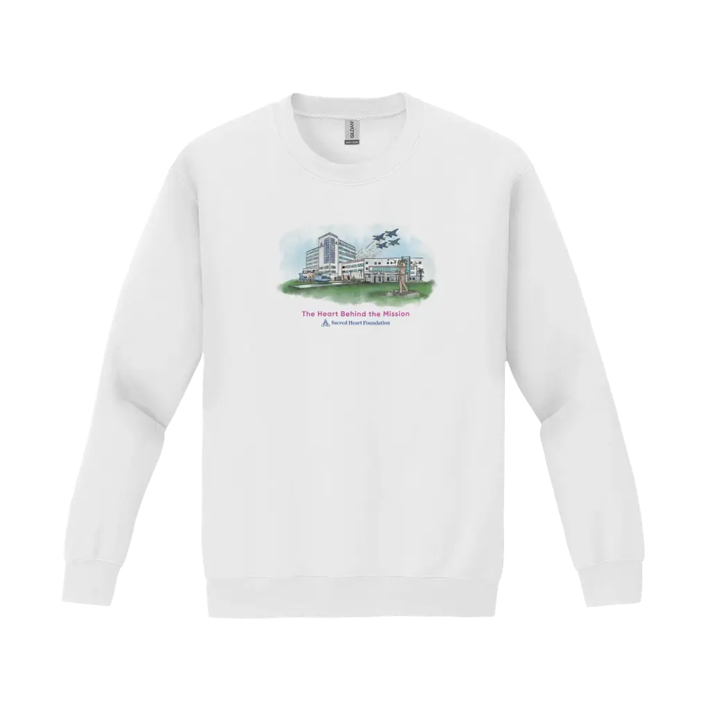 Heart Behind the Mission-Sacred Heart: Gildan Crewneck Sweatshirt