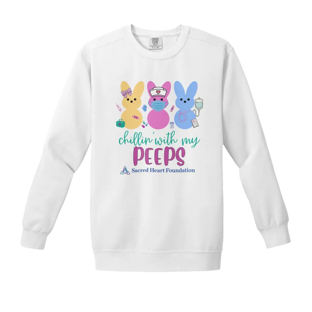 Chillin' with my peeps: Comfort Colors Crewneck Sweatshirt