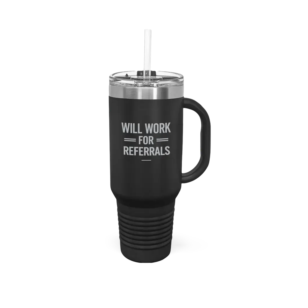 Referrals Face Travel Mug
