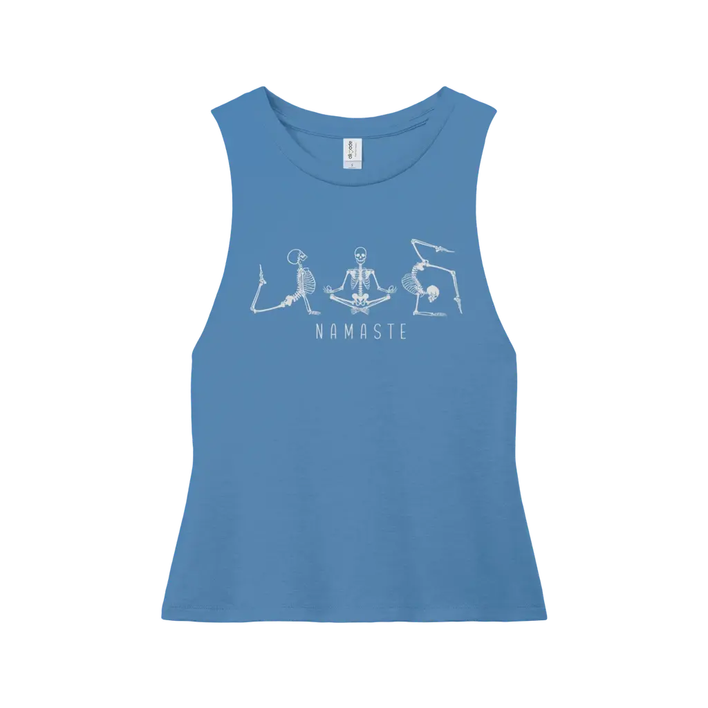 Skeleton Namaste Front/Spooky Outside, Completely Centered Inside Back 