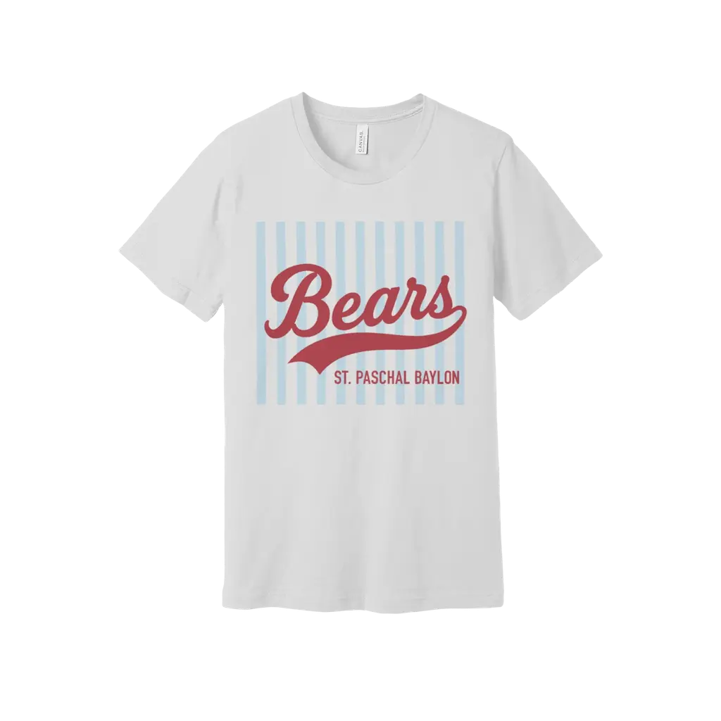 Adult Bears Script with Stripes Shirt - White