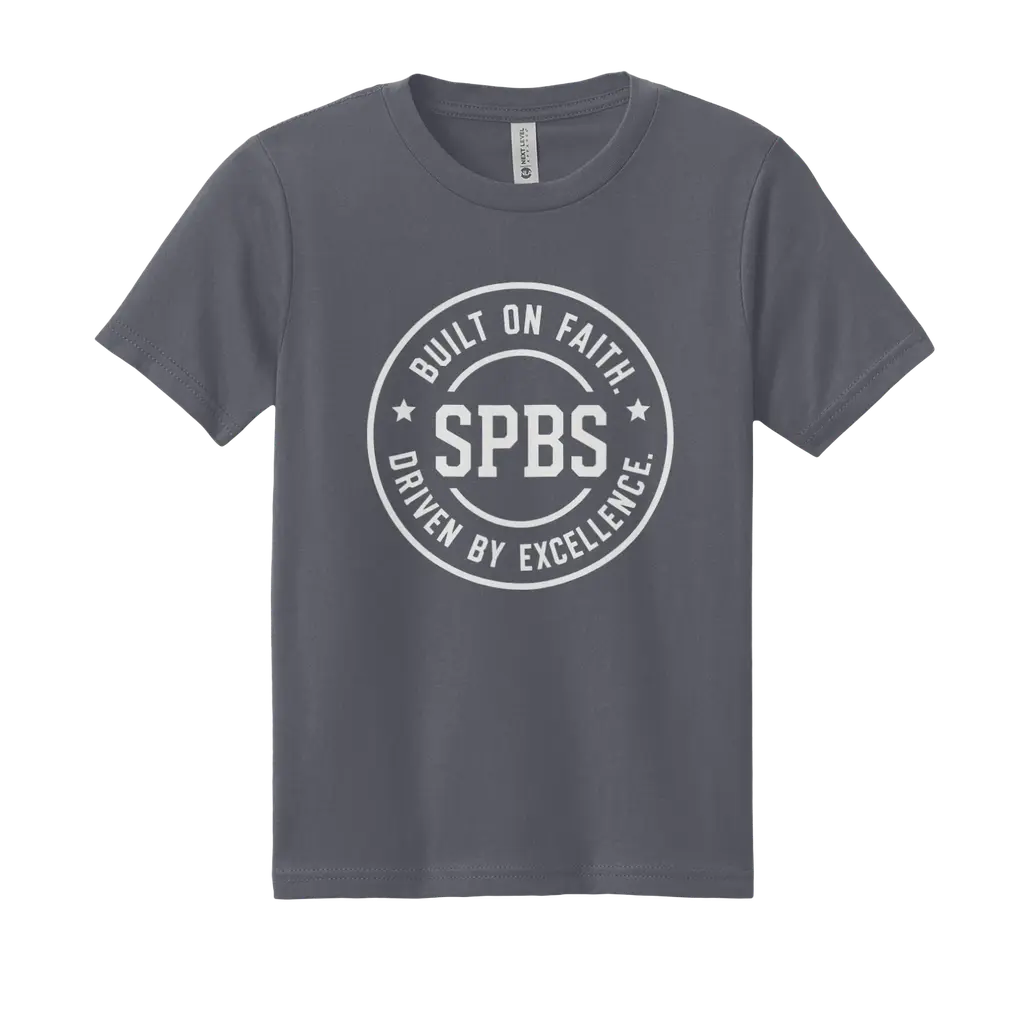Youth Tee with Crest - Cardinal/Midnight Navy