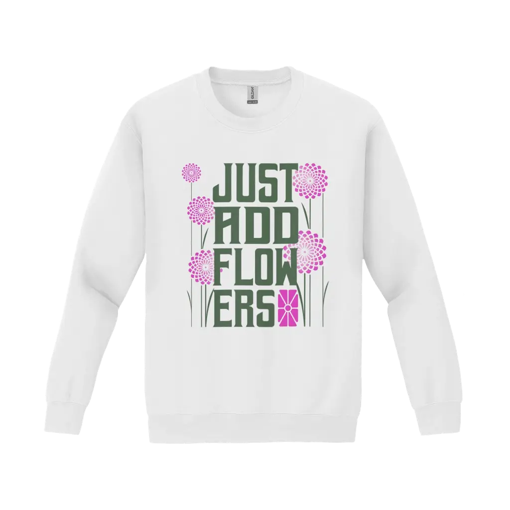 Just Add Flowers Pink Green Crewneck