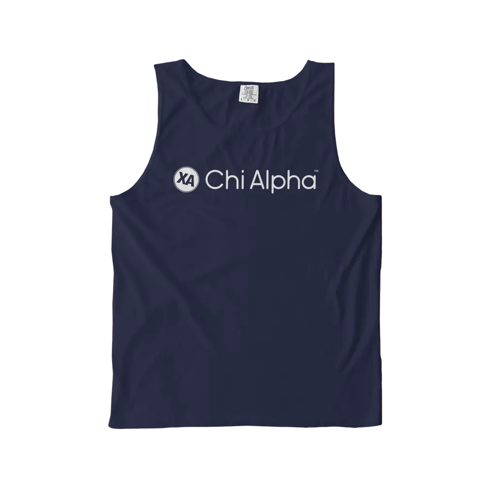 Chi Alpha White Logo Comfort Colors Tank
