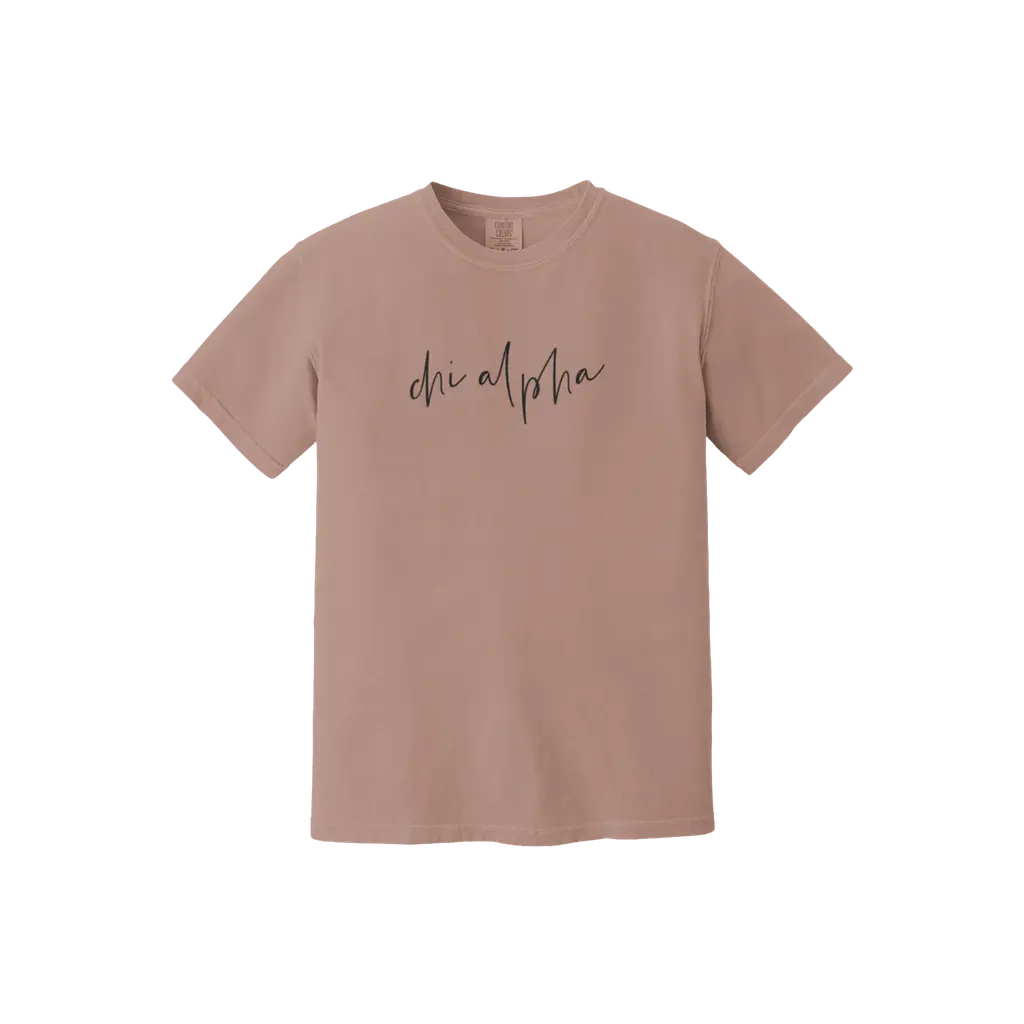 Chi Alpha Script Comfort Colors Tee