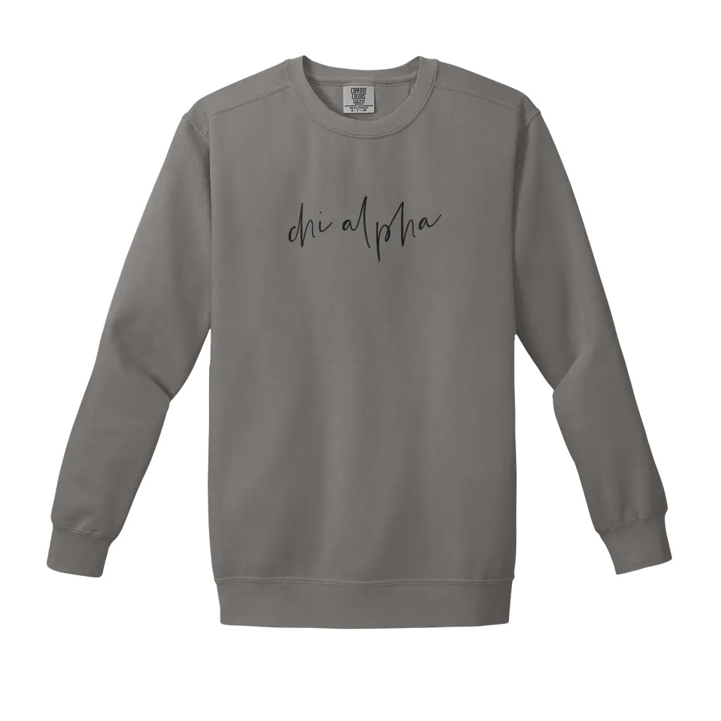 Chi Alpha Script Comfort Colors Crewneck