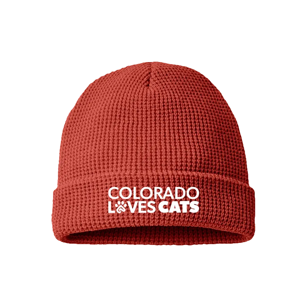Colorado Loves Cats Waffle Cuffed Beanie