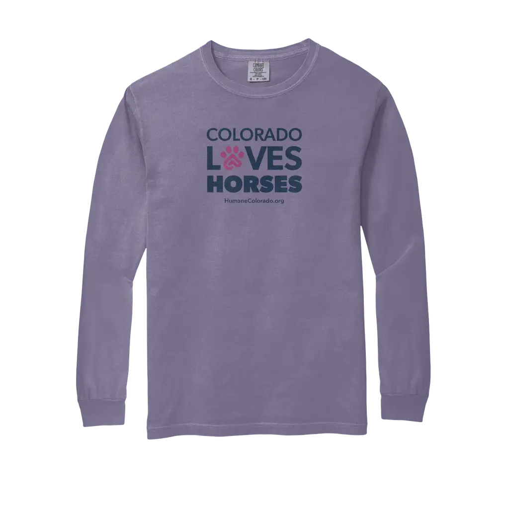 Colorado Loves Horses Comfort Colors Long Sleeve