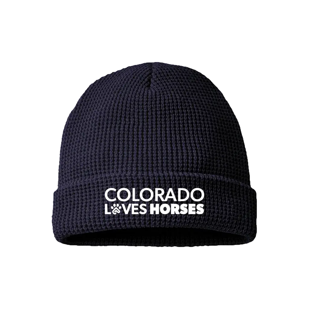 Colorado Loves Horses Waffle Cuffed Beanie
