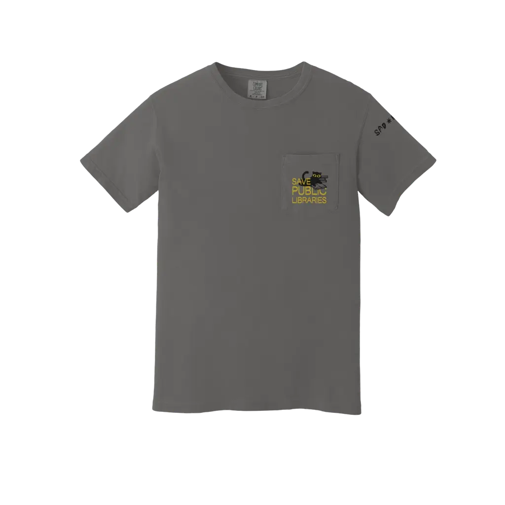 Save Public Libraries (the work-friendly remix pocket tee)