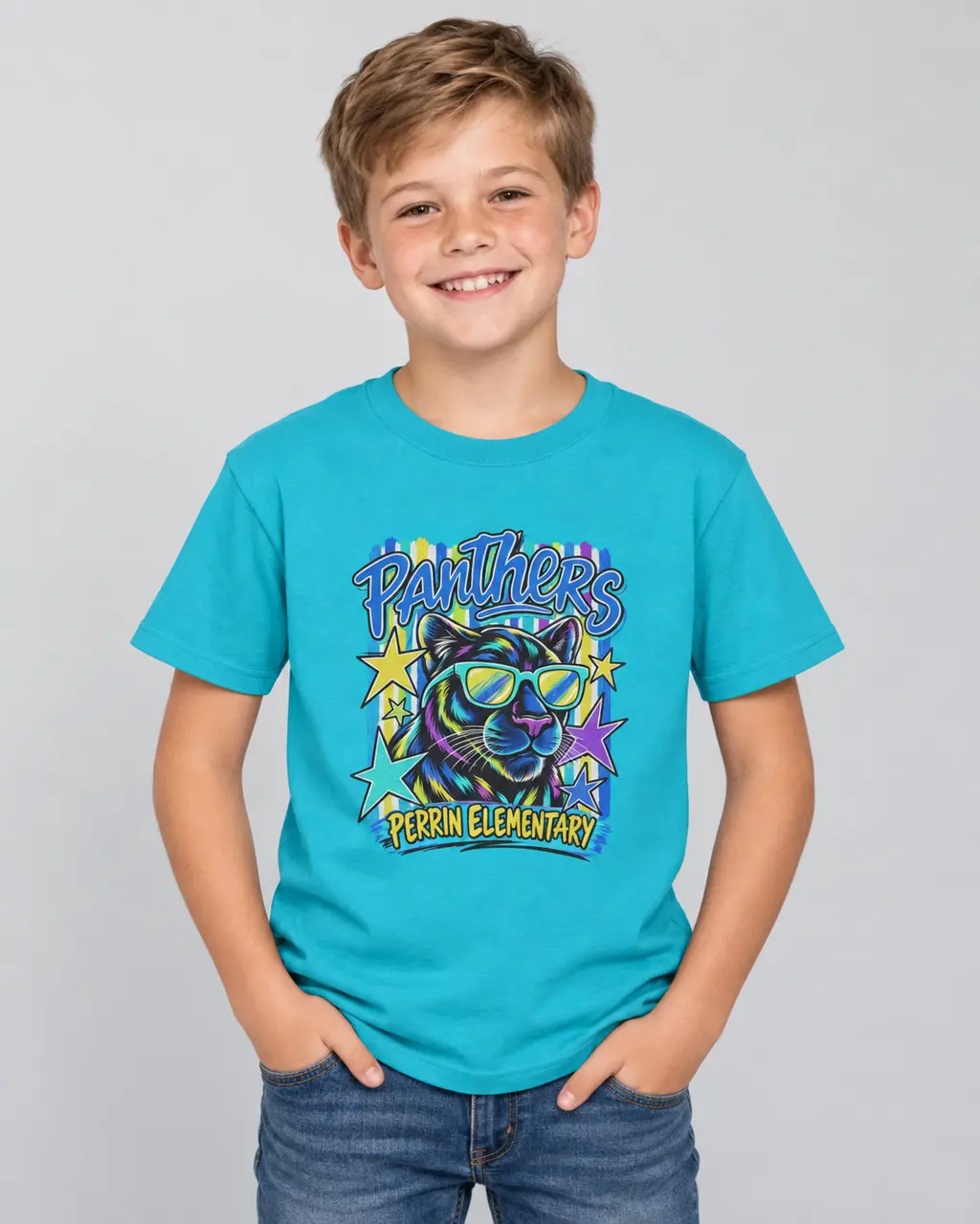 Cool Cat Retro Youth Tee in Blue
