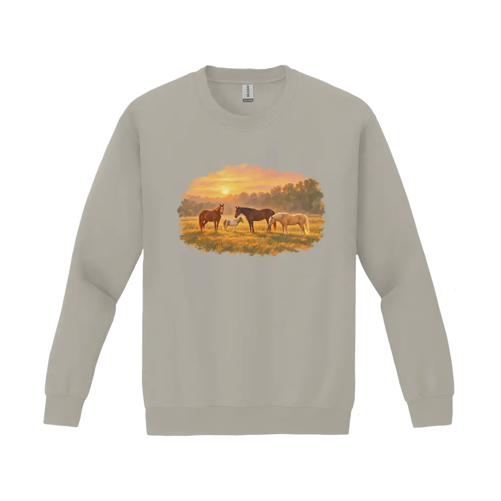 Sunset Horses Adult Sweatshirt 