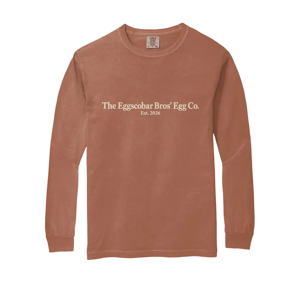 The Original Eggscobar Comfort Colors Long Sleeve T-Shirt Front + Back Design