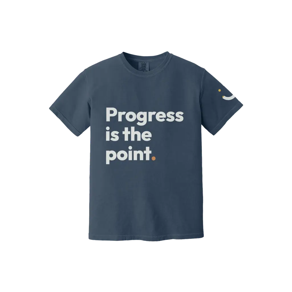 Progress is the point. Tee — Navy