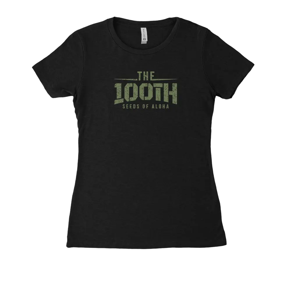 100th Film (Olive Print) Women's Fitted Tee