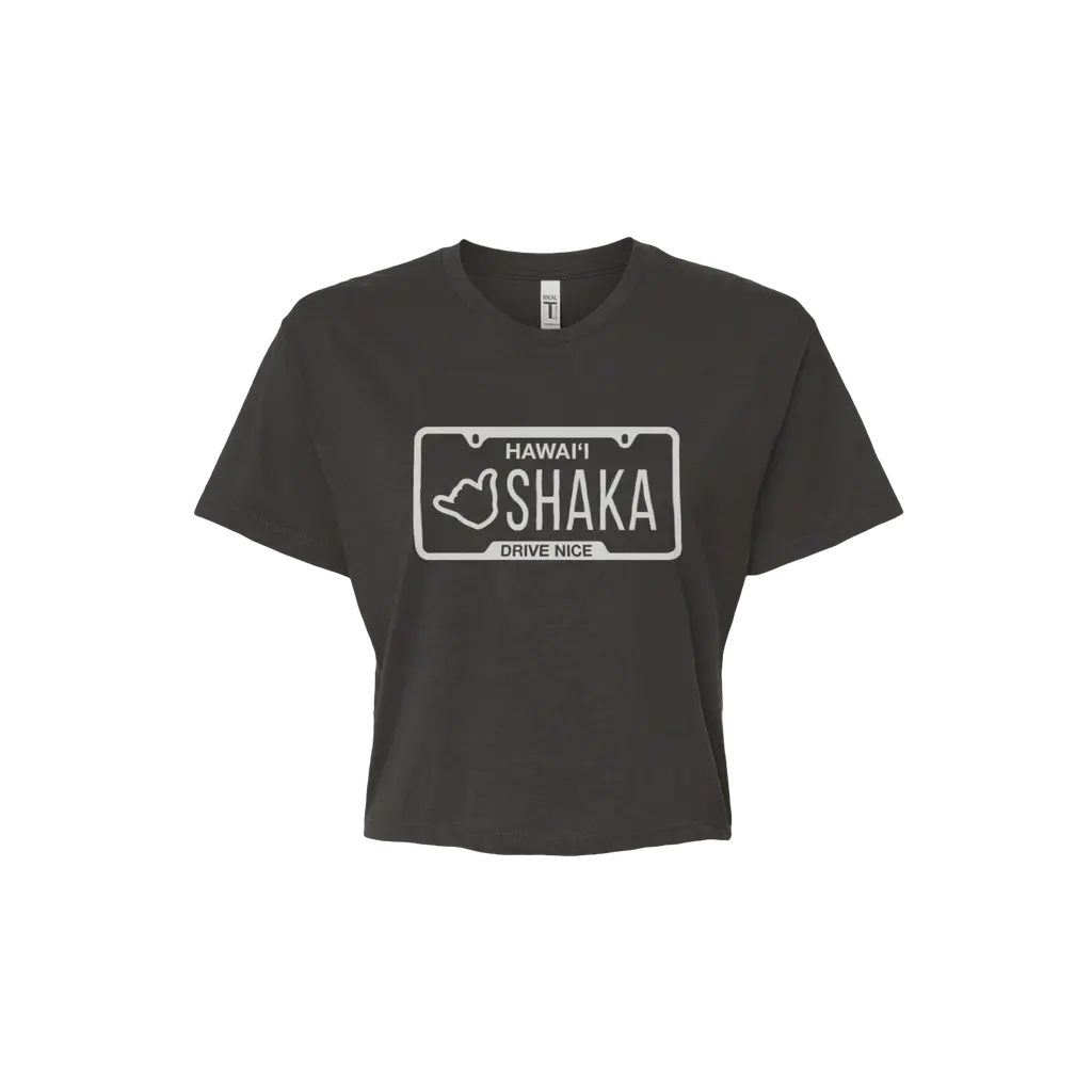 Shaka Plates (White Print) Crop Top