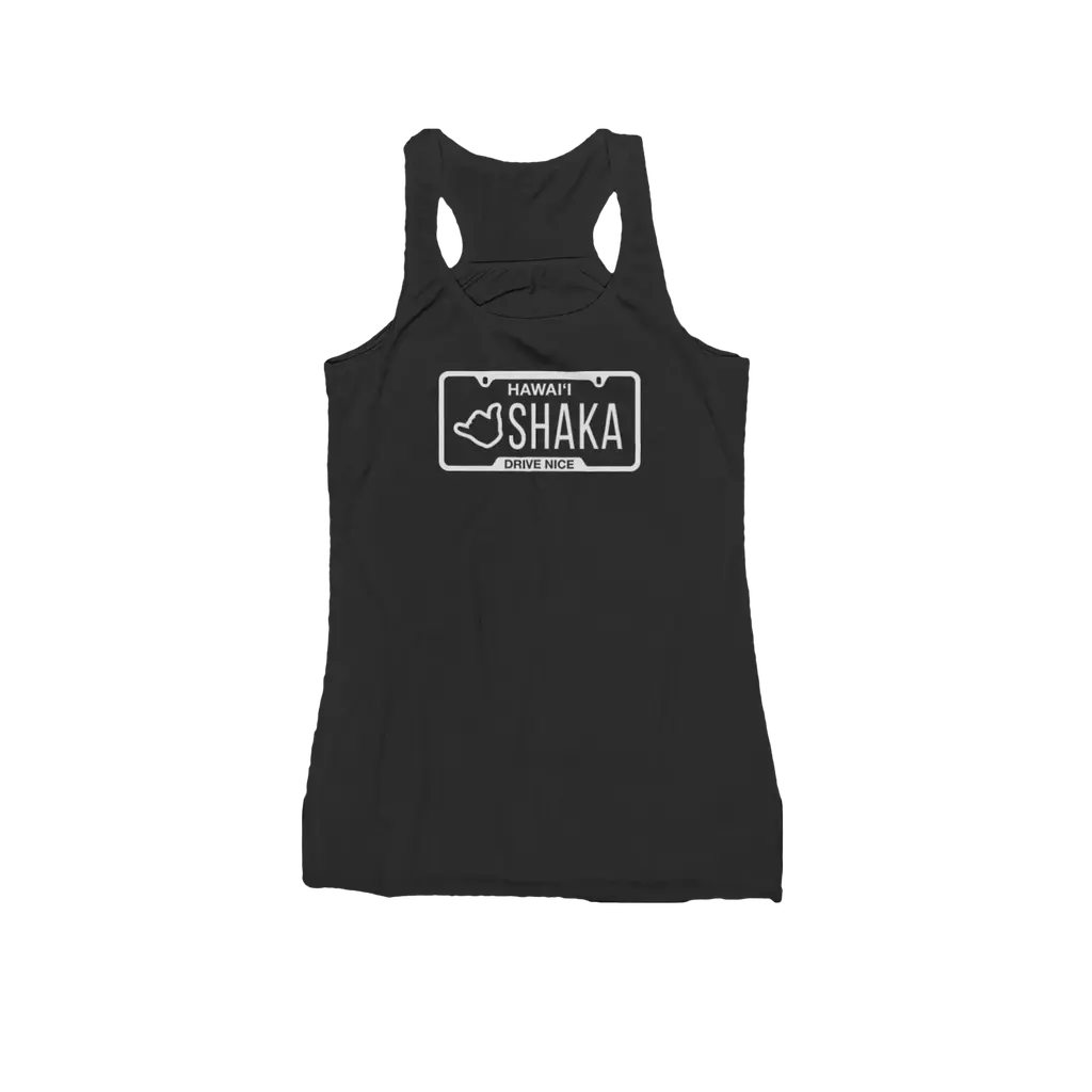Shaka Plates (White Print) Flowy Racerback Tank