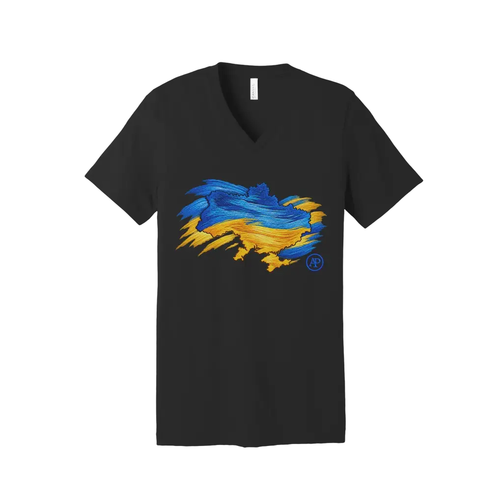 Women's Ukraine Map V- Neck T-Shirt